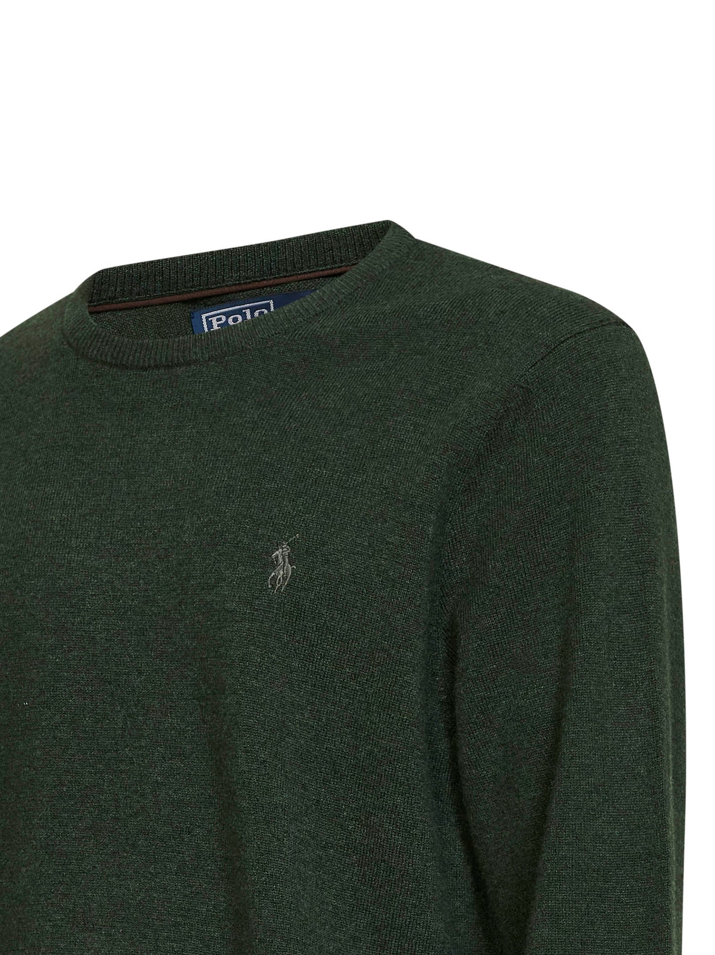 Green crew-neck long-sleeved sweater
