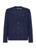 Hunter navy cable-knit wool and cashmere cardigan