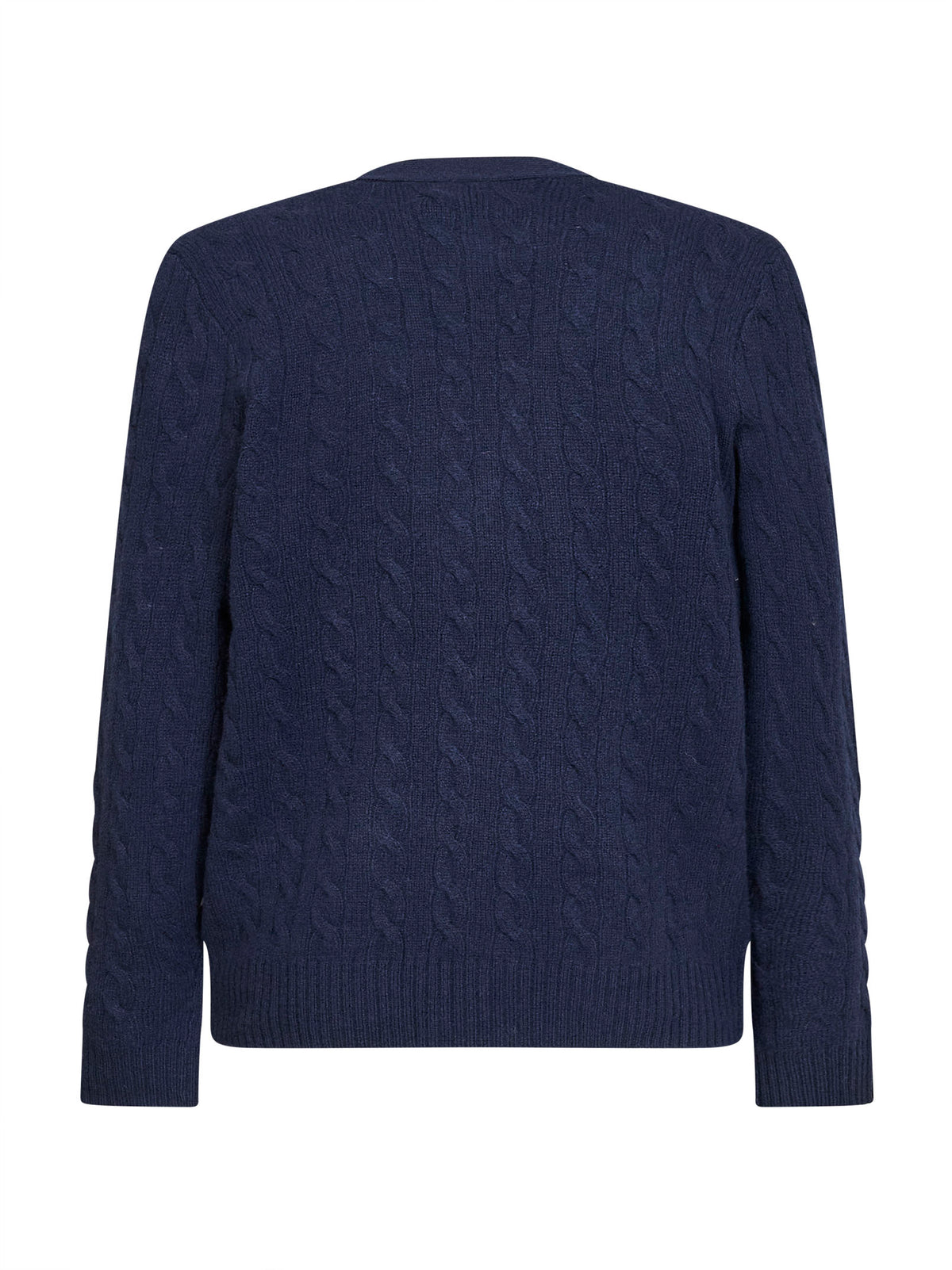 Hunter navy cable-knit wool and cashmere cardigan