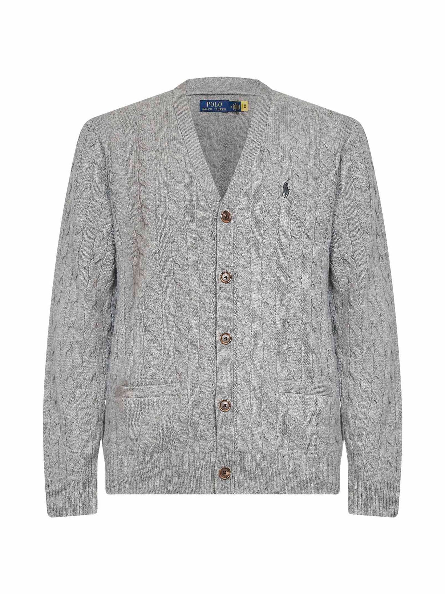 Cardigan in lana e cashmere a trecce grigio