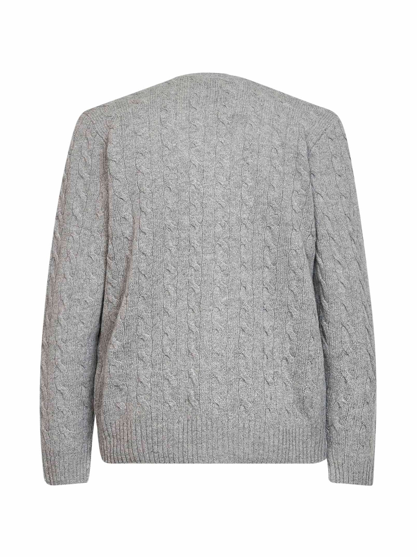 Cardigan in lana e cashmere a trecce grigio