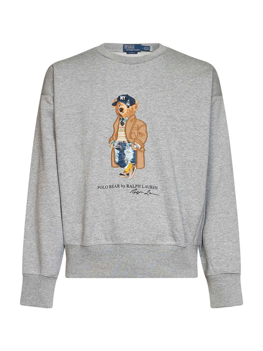 Felpa Polo Bear in misto cotone grigio mélange
