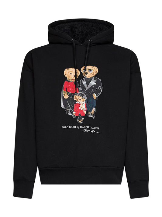 Black cotton-blend Polo Bear hoodie