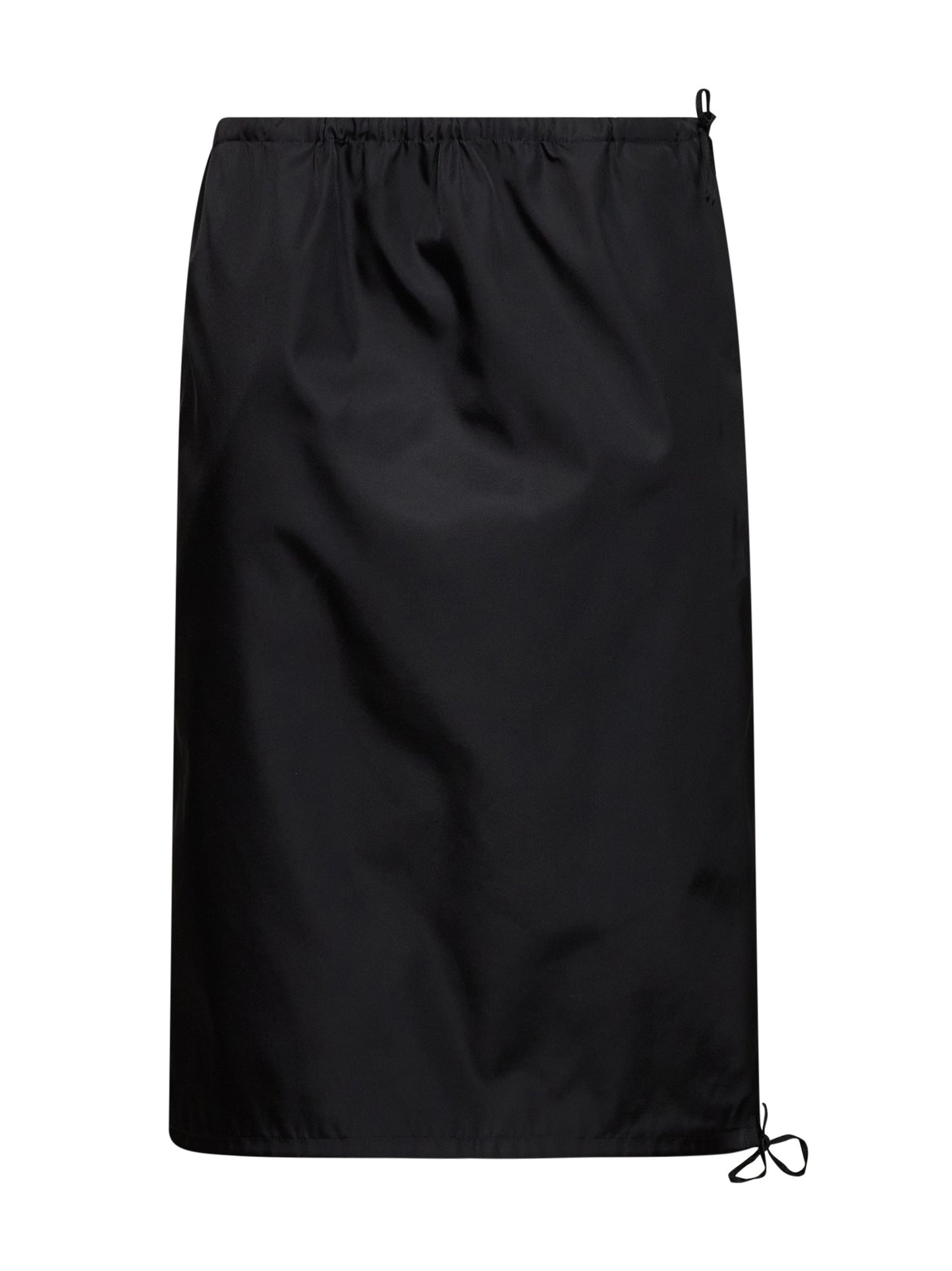 Black Re-Nylon straight midi skirt
