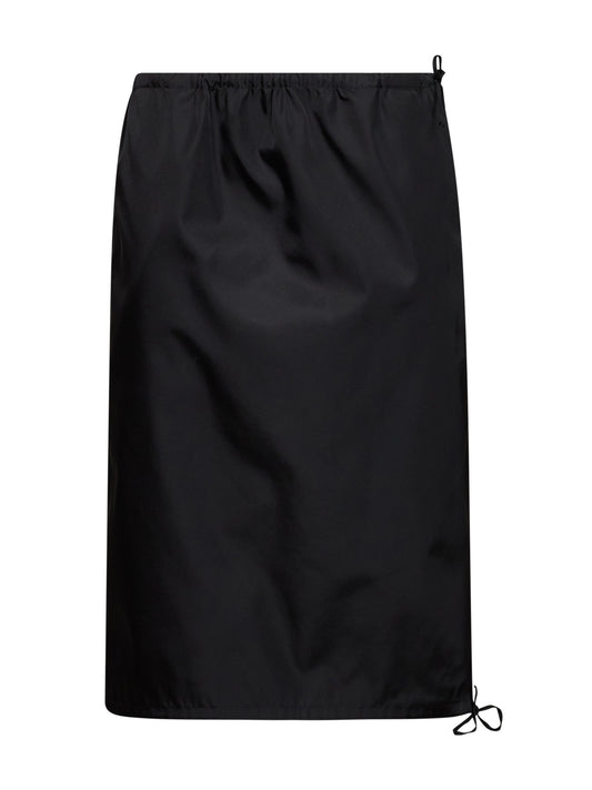 Black Re-Nylon straight midi skirt