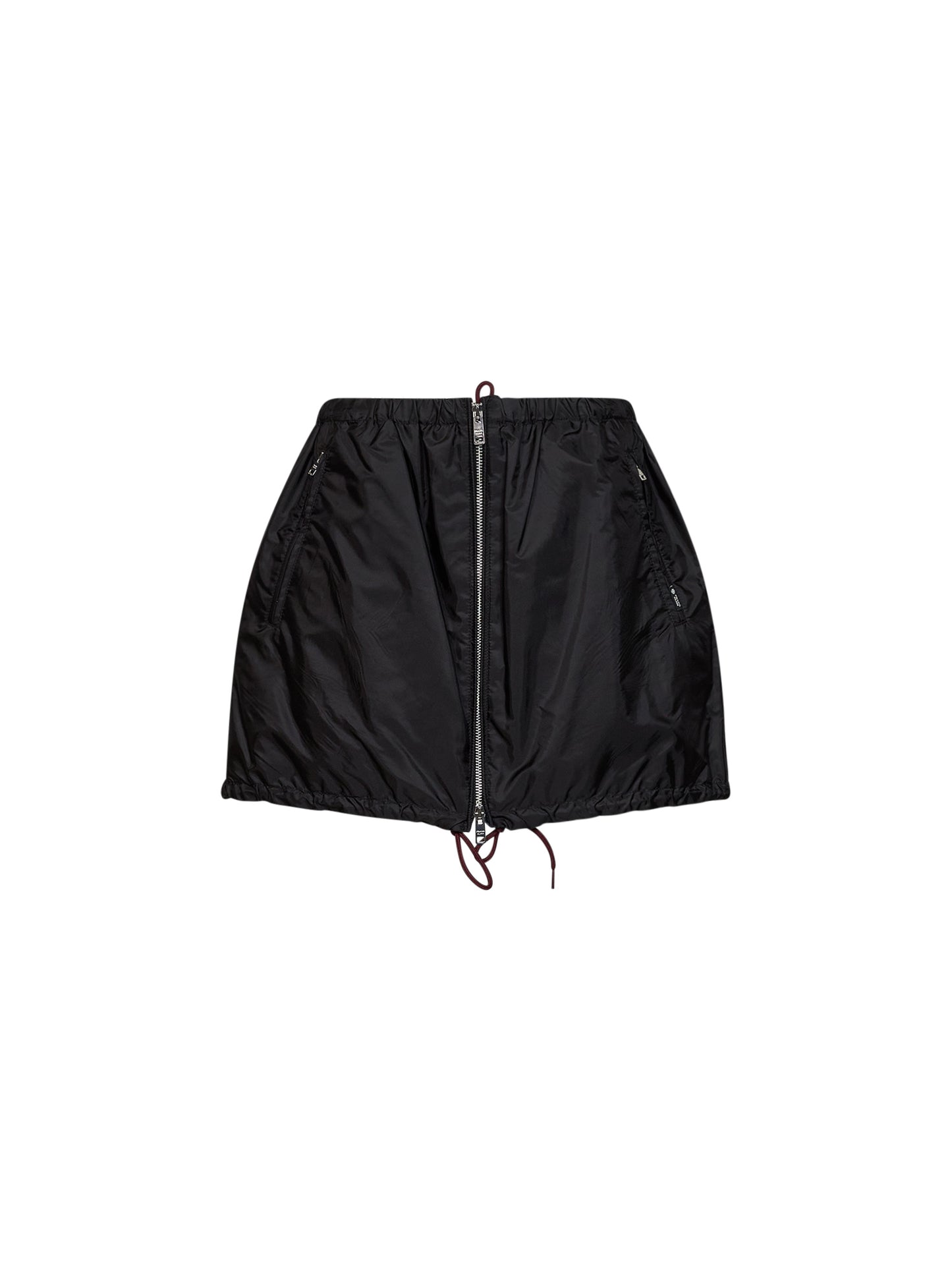 Black Re-Nylon zip-up mini skirt