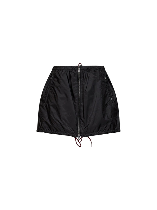 Black Re-Nylon zip-up mini skirt