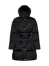 Piumino midi con cappuccio e marsupio in Re-Nylon nero