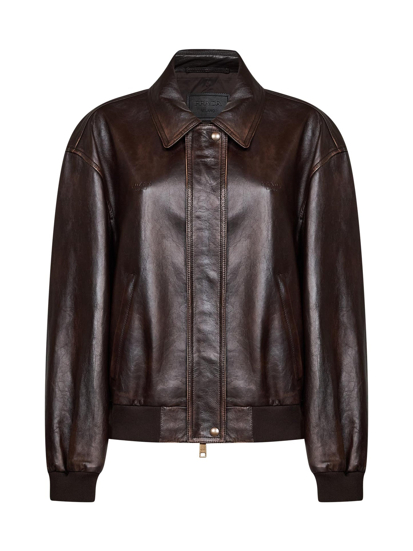 Blouson in nappa effetto vintage moro
