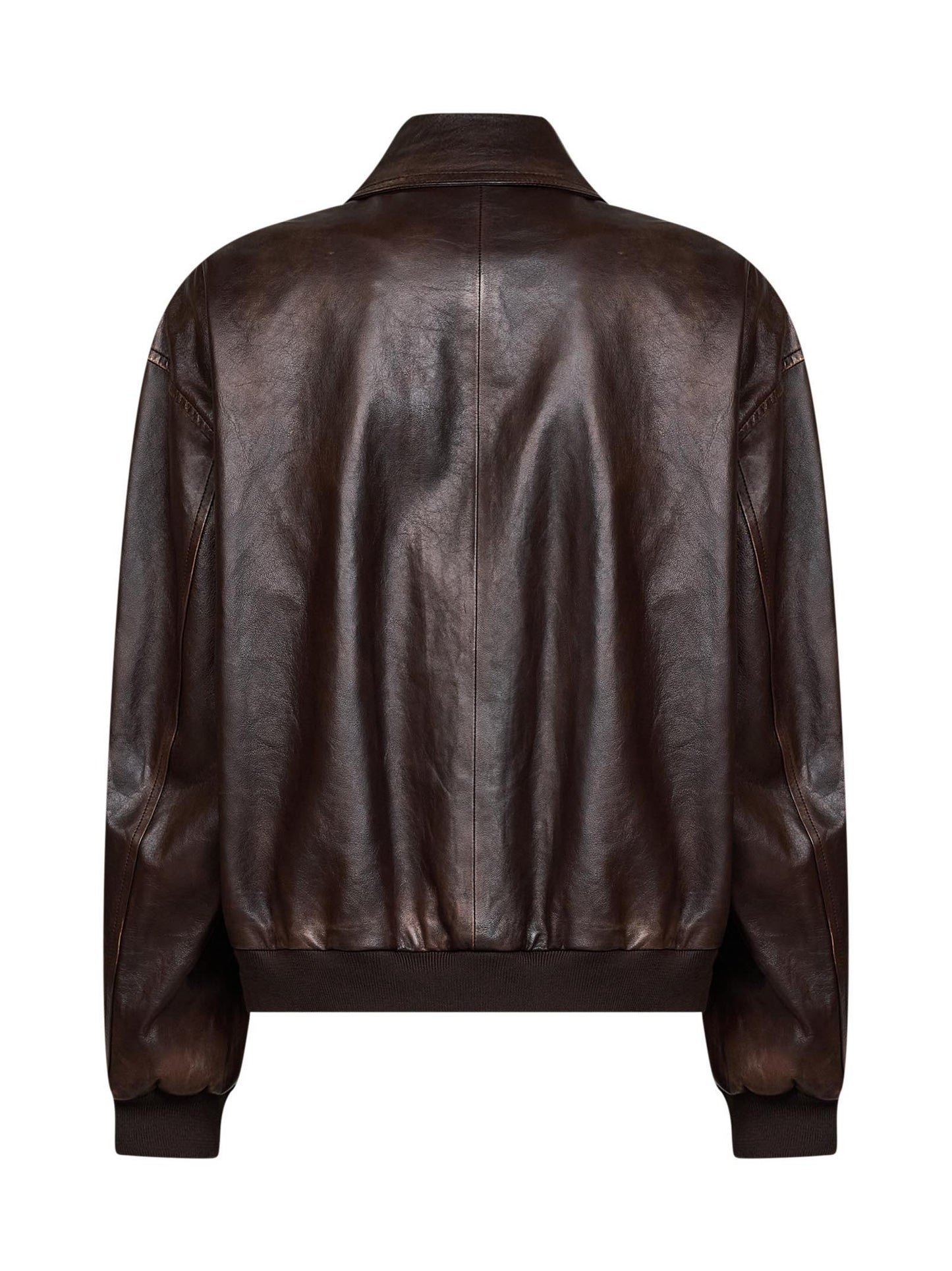 Blouson in nappa effetto vintage moro