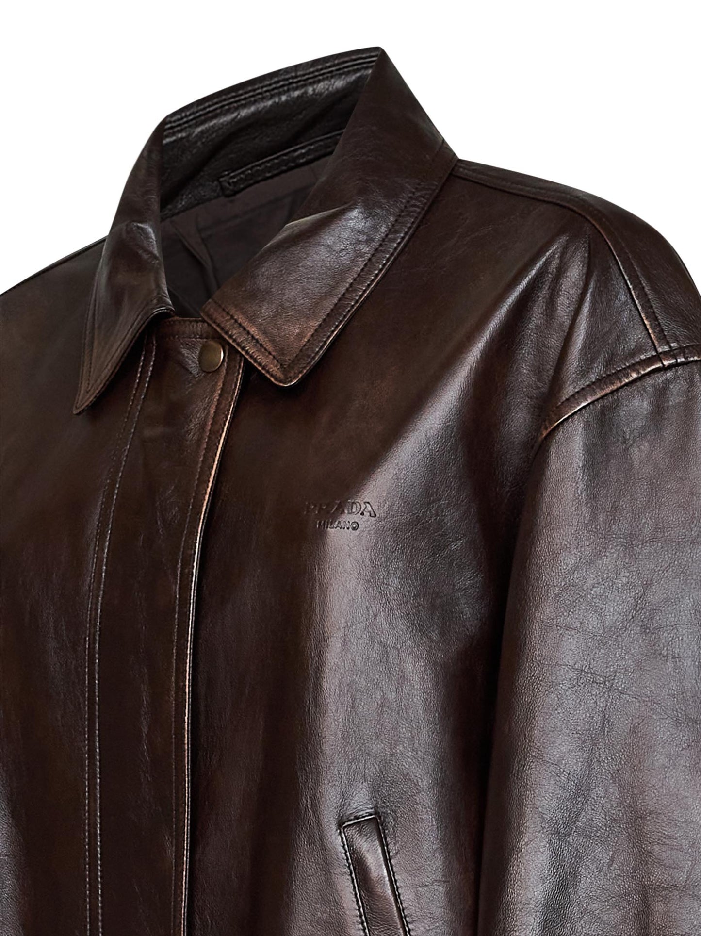 Blouson in nappa effetto vintage moro