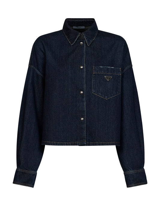 Camicia in denim di cotone blu