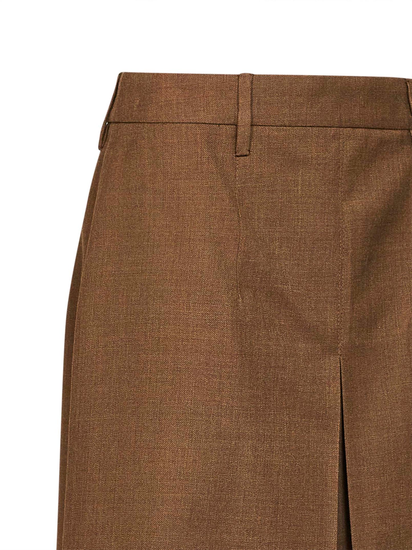 Tobacco virgin wool midi skirt
