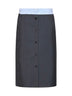 Slate wool and mohair midi skirt with shirt-style insert