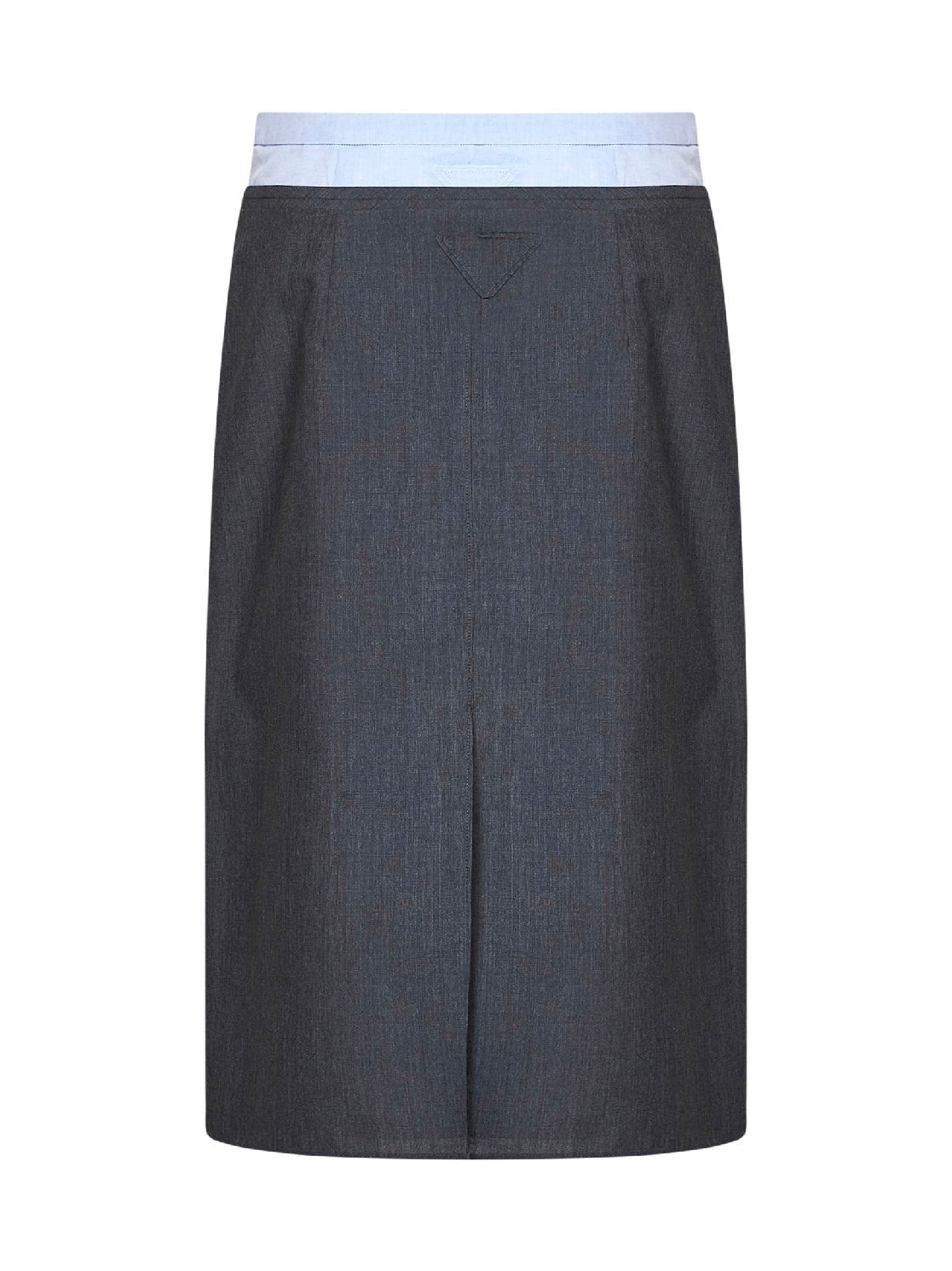 Slate wool and mohair midi skirt with shirt-style insert