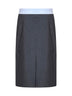 Slate wool and mohair midi skirt with shirt-style insert