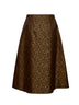 Military floral jacquard belted midi skirt