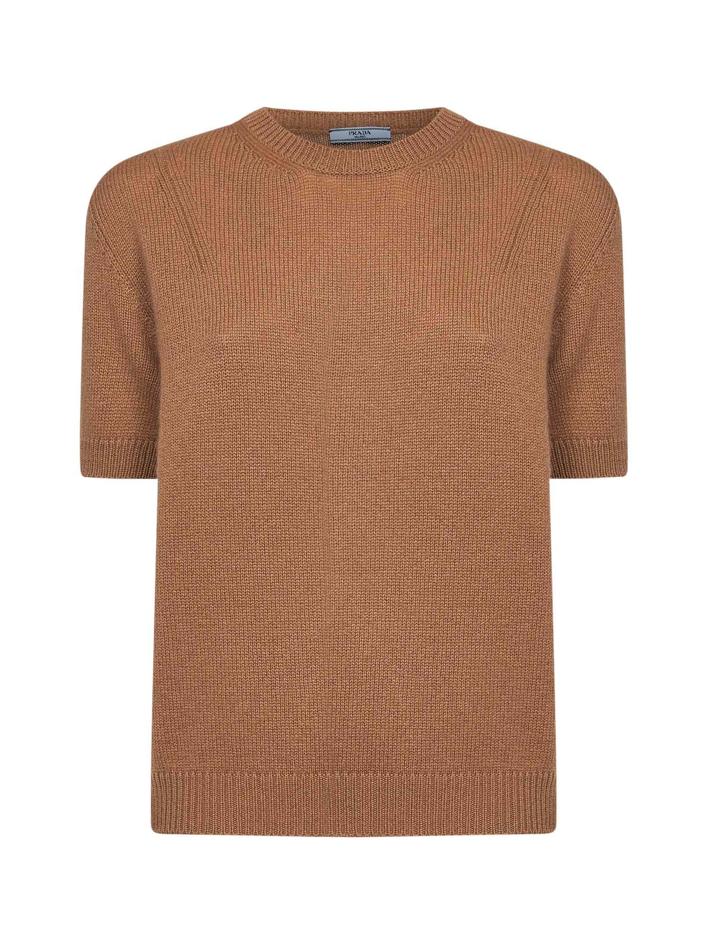 Maglia in cashmere cammello con foulard ricamato