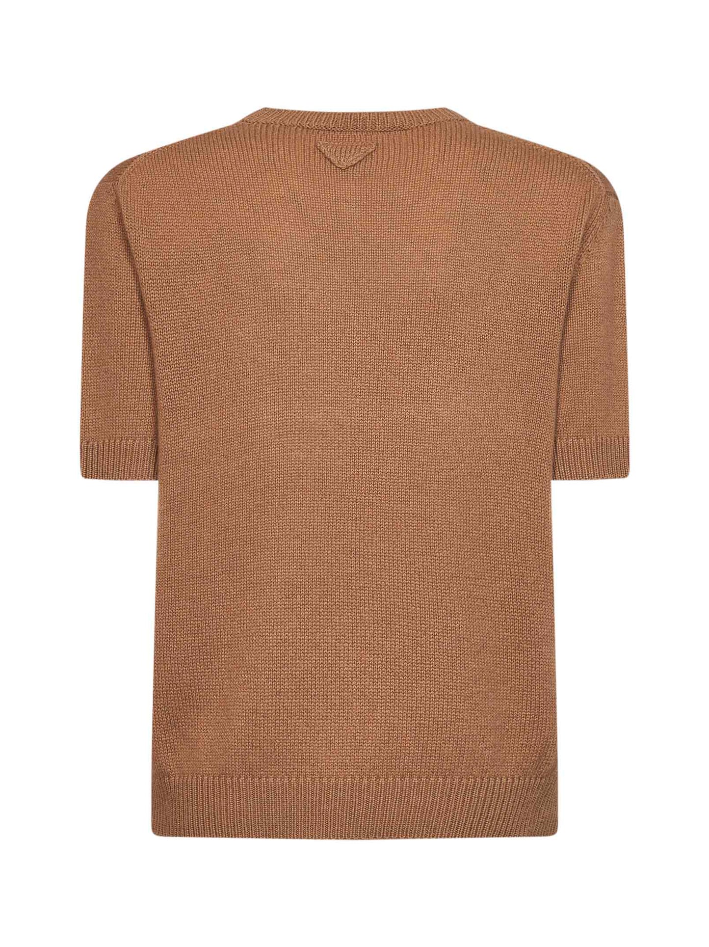 Maglia in cashmere cammello con foulard ricamato