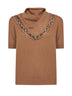 Maglia in cashmere cammello con foulard ricamato