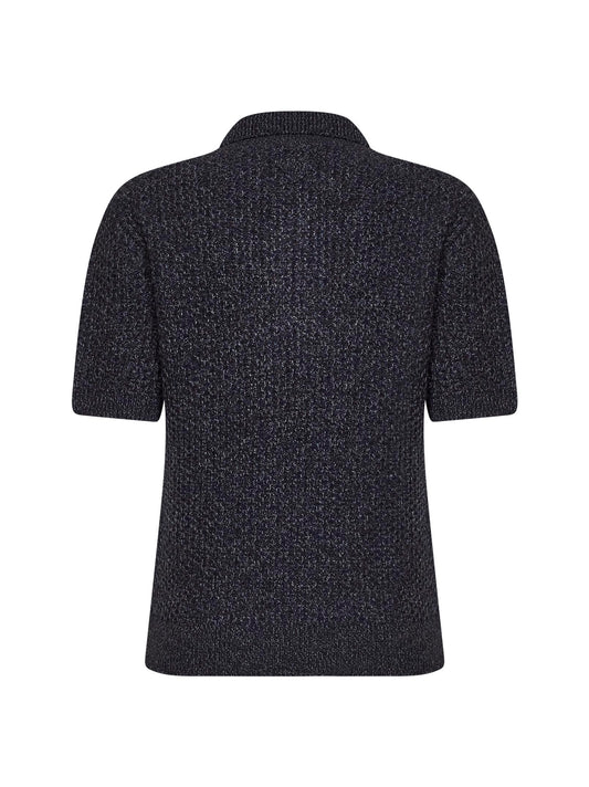 Polo in maglia melange testurizzata moro e ardesia