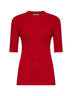 Red English rib stitch knit virgin wool sweater