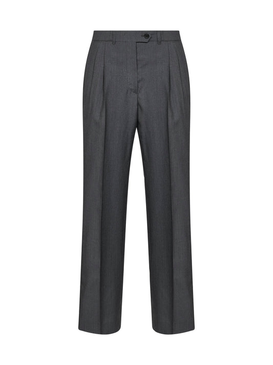 Pantaloni dritti in light mohair ardesia