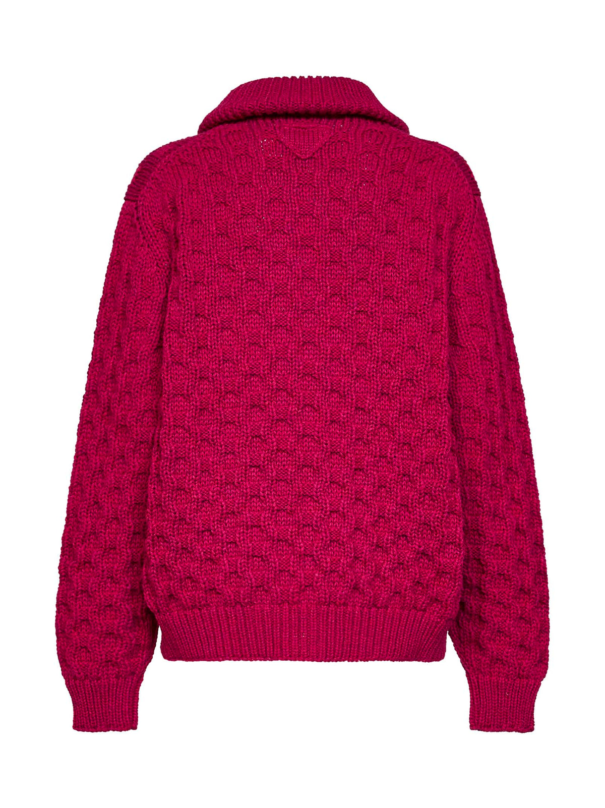 Cardigan con zip in lana Shetland lampone