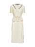 Natural marocain embroidered midi dress