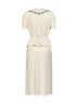 Natural marocain embroidered midi dress