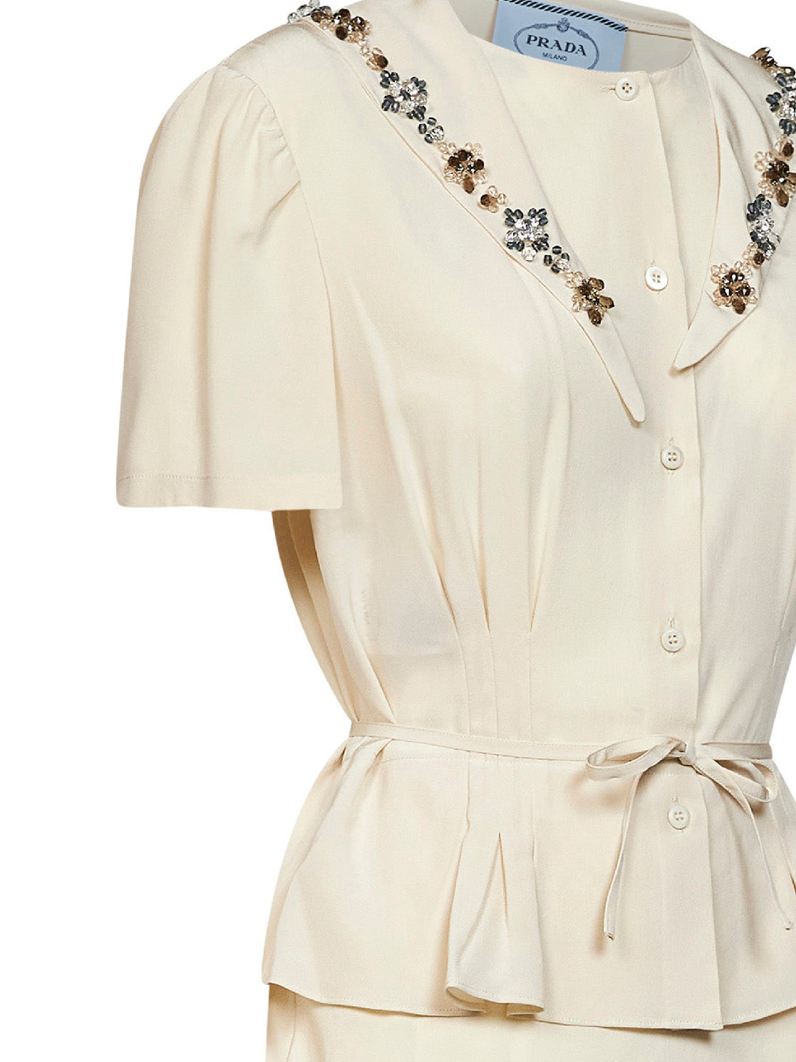 Natural marocain embroidered midi dress