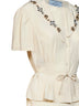Natural marocain embroidered midi dress