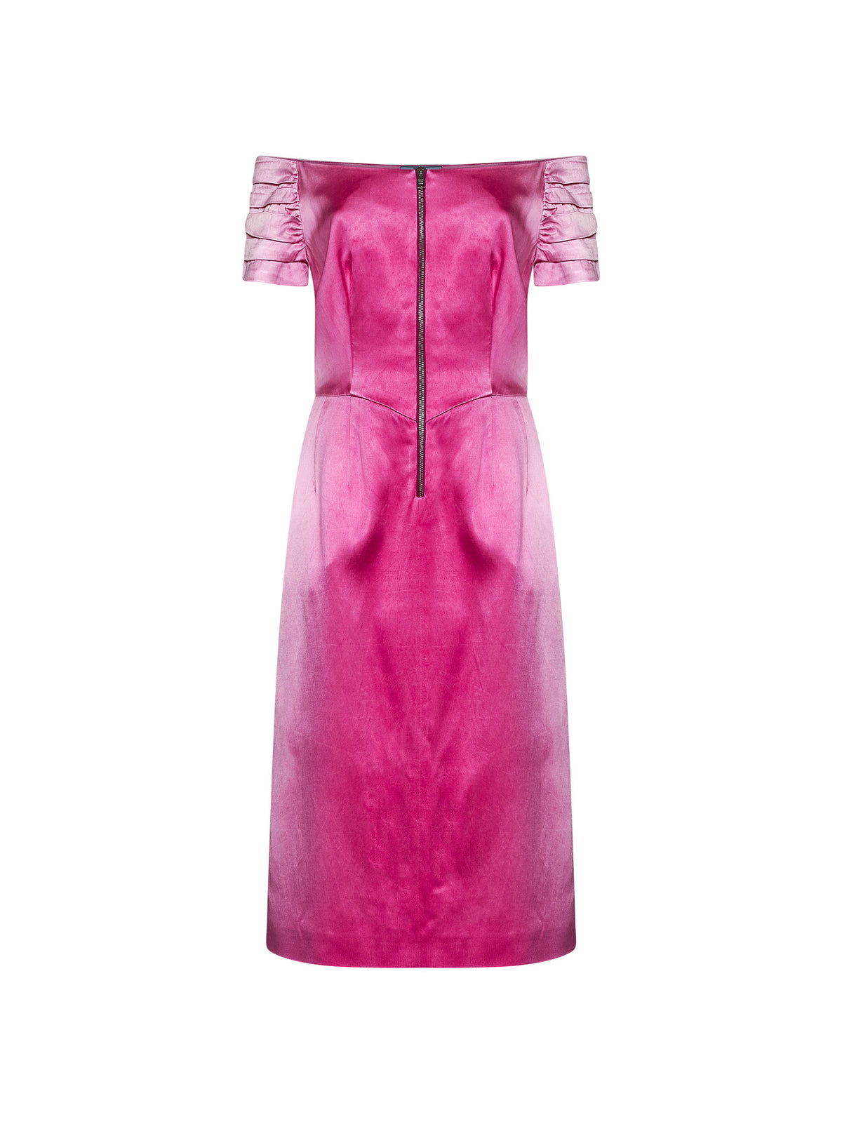 Abito midi in duchesse washed fucsia