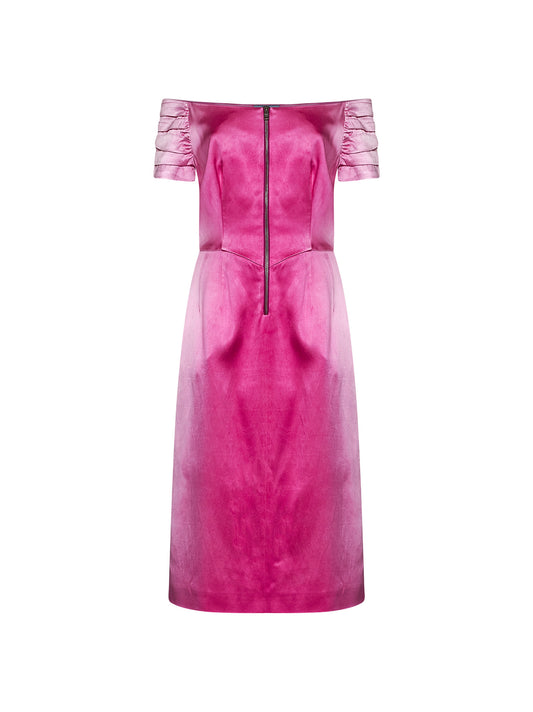 Fuchsia washed duchesse midi dress