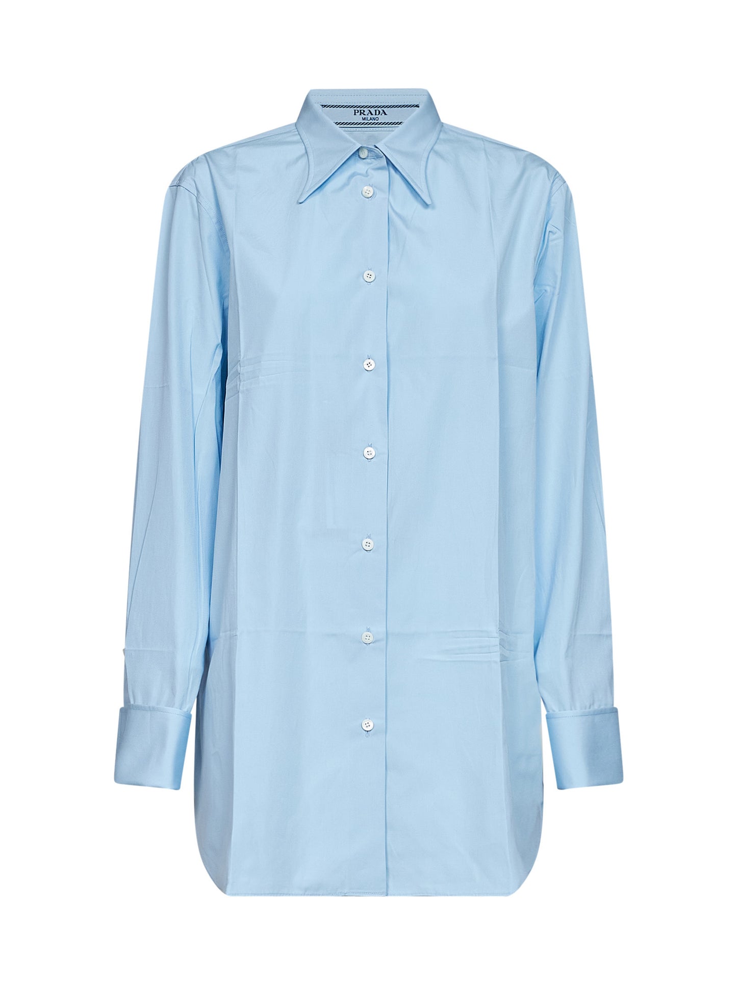 Sky blue poplin long-sleeved shirt