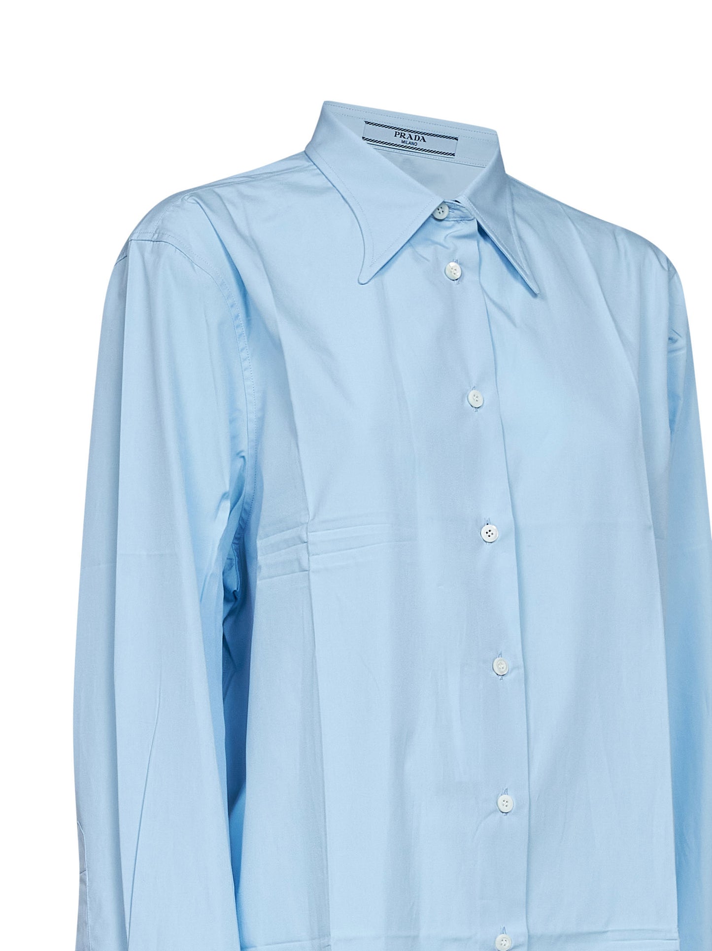 Sky blue poplin long-sleeved shirt