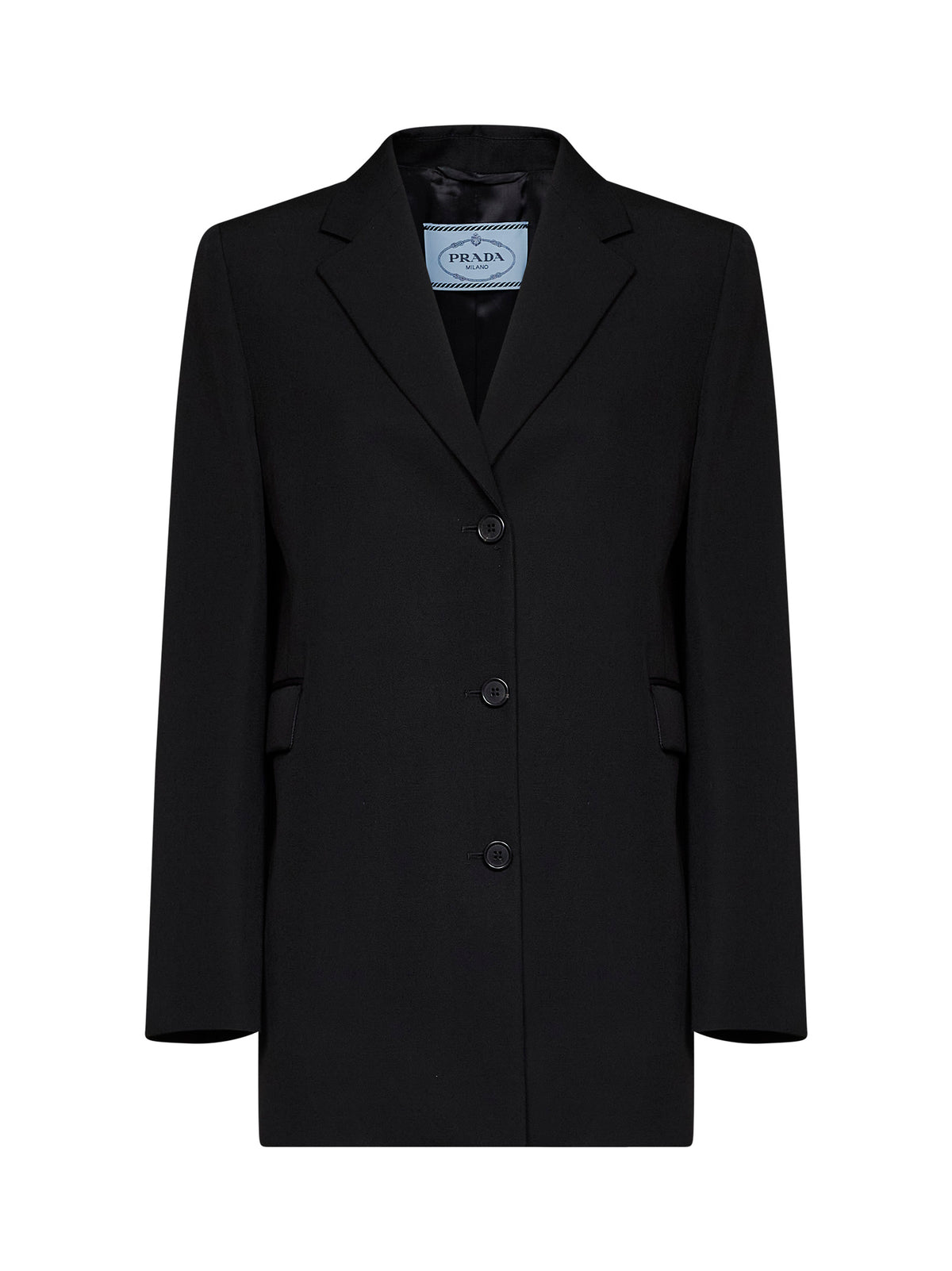 Black compact gabardine single-breasted blazer