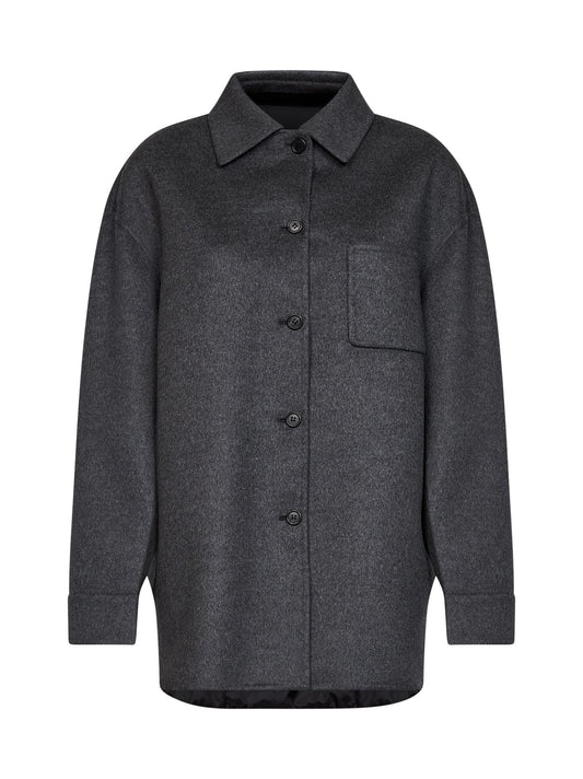 Reversible cashmere and Re-Nylon shirt jacket