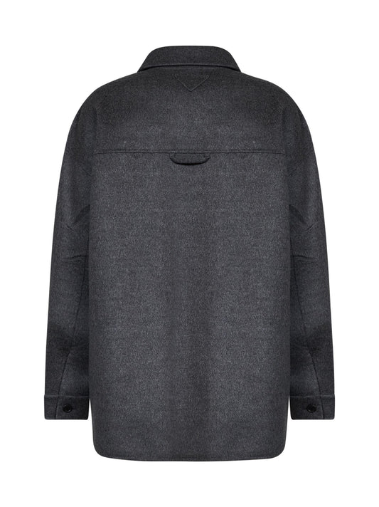Reversible cashmere and Re-Nylon shirt jacket