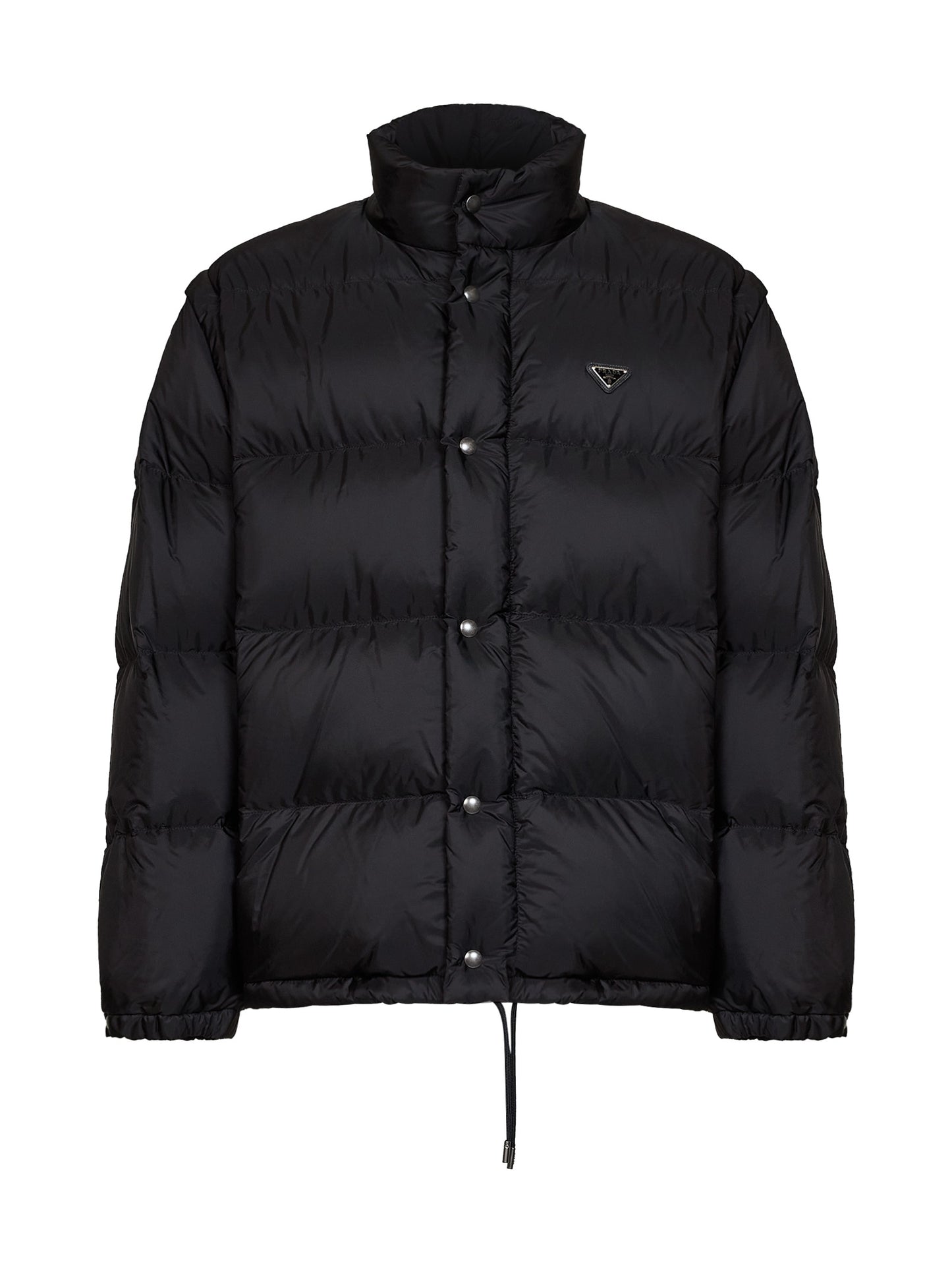 Black Re-Nylon down jacket with detachable sleeves
