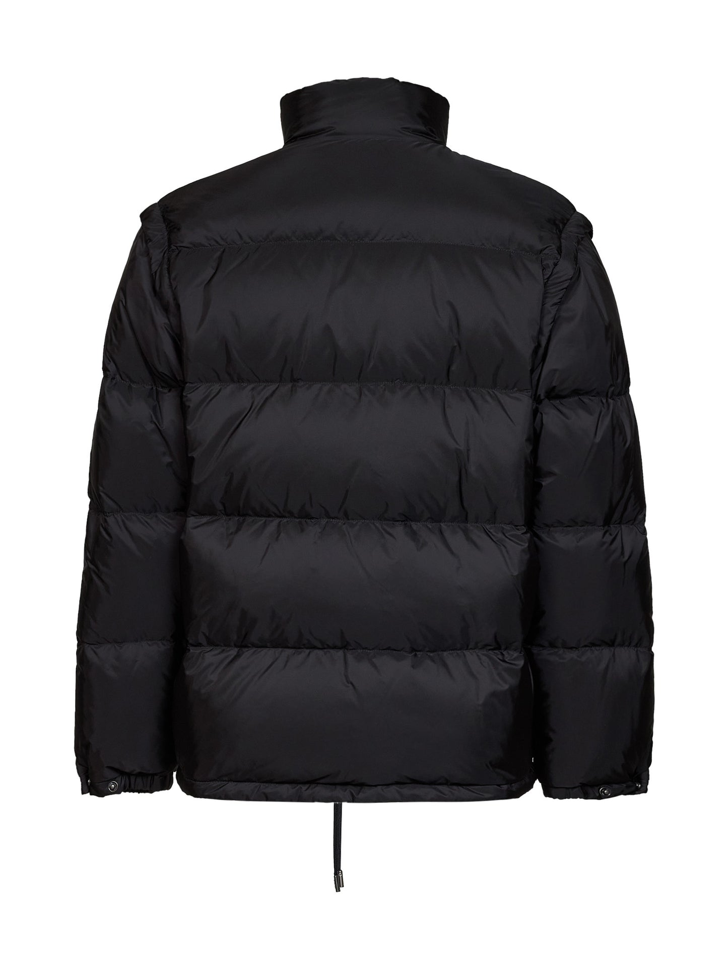 Black Re-Nylon down jacket with detachable sleeves