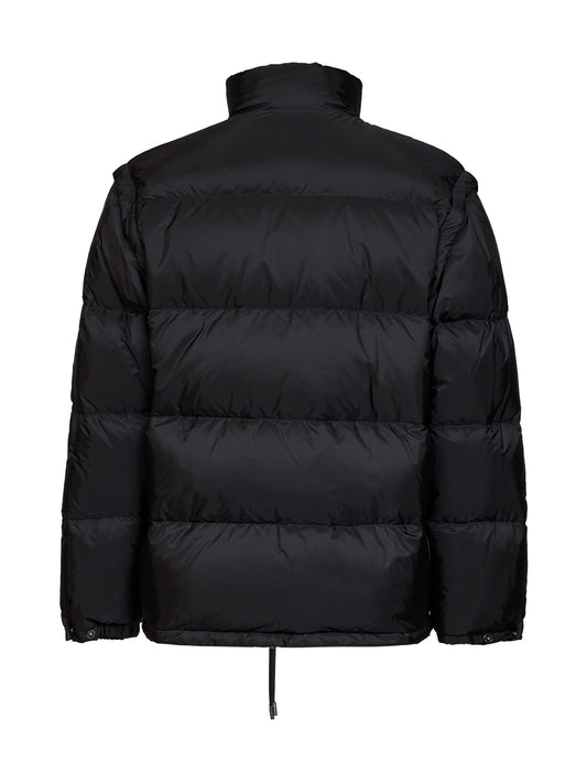 Black Re-Nylon down jacket with detachable sleeves