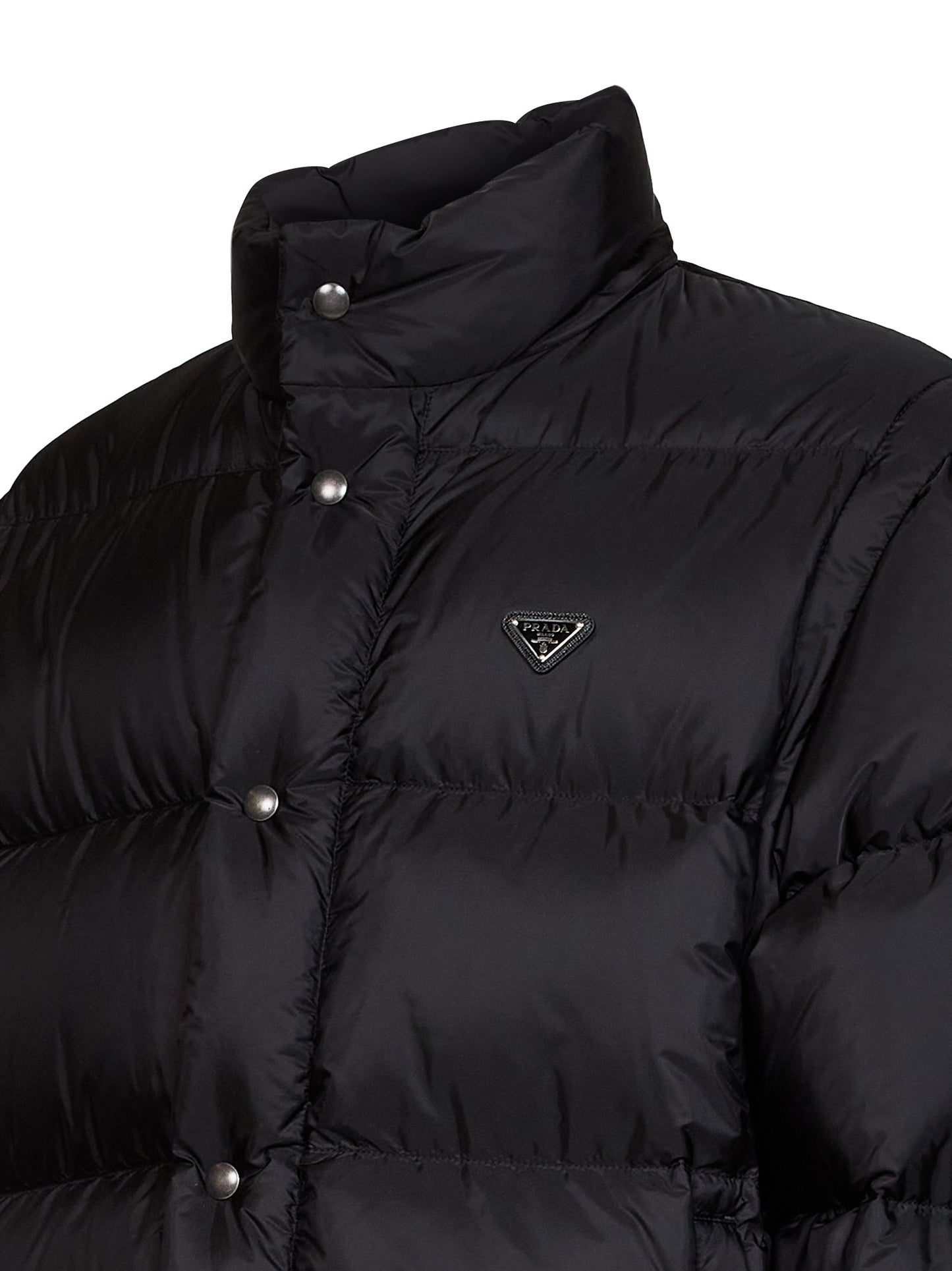 Black Re-Nylon down jacket with detachable sleeves
