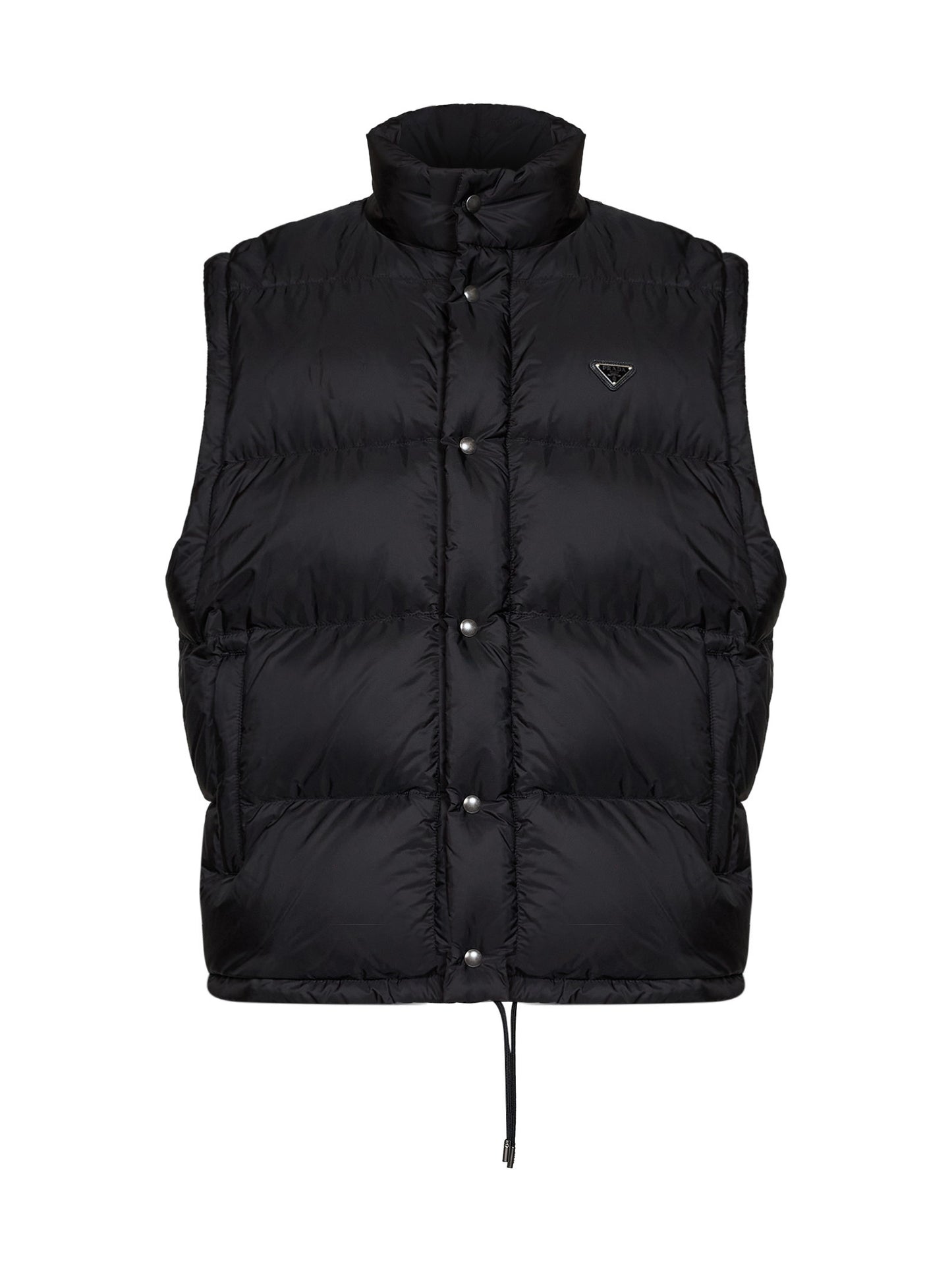 Black Re-Nylon down jacket with detachable sleeves