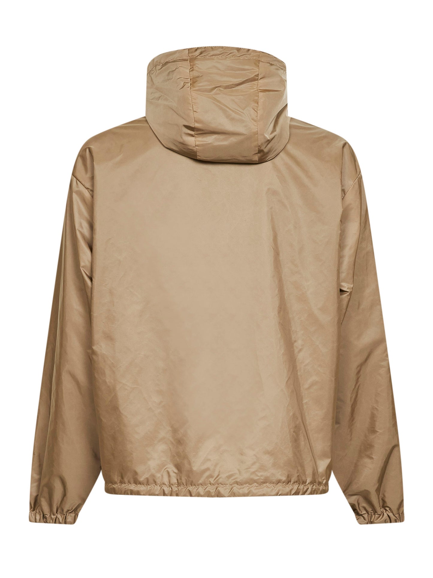 Camel and avio blue Re-Nylon reversible hooded jacket