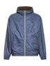 Camel and avio blue Re-Nylon reversible hooded jacket