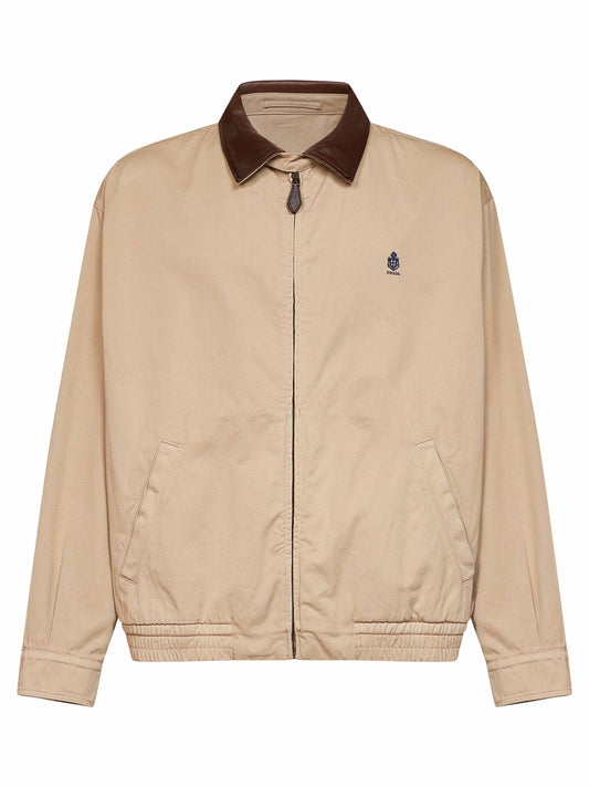 Cord cotton jacket with leather details