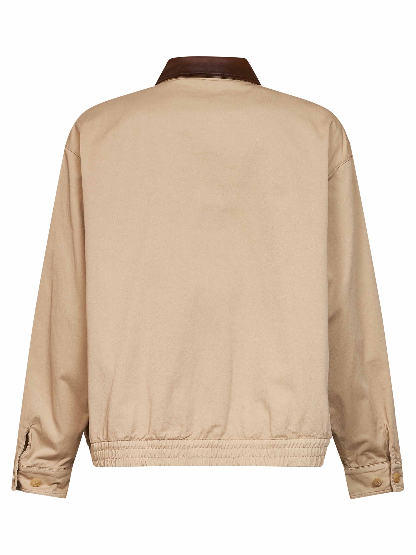 Cord cotton jacket with leather details