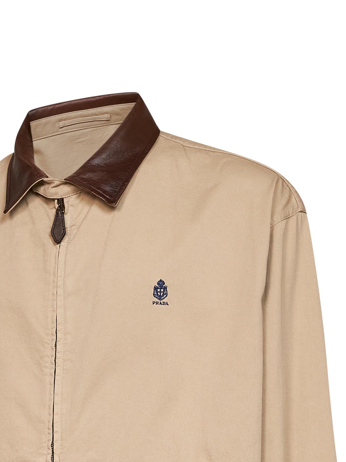 Cord cotton jacket with leather details