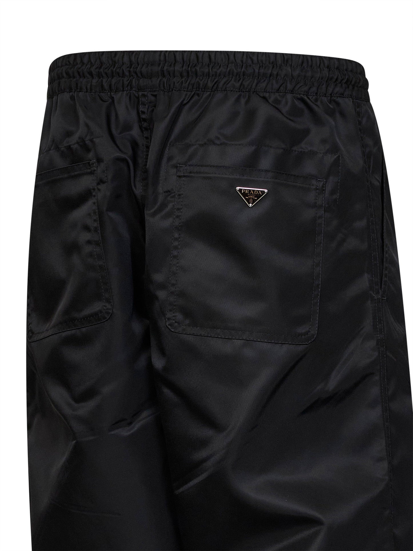 Pantaloni in Re-Nylon nero con vita elasticizzata
